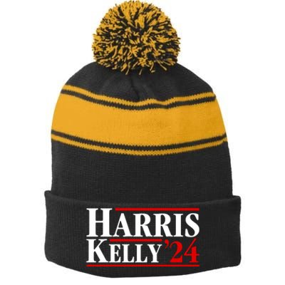 Harris Kelly 2024 For President Kamala Harris Mark Kelly Stripe Pom Pom Beanie