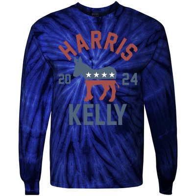 Harris Kelly 2024 For President Kamala Harris Mark Kelly Tie-Dye Long Sleeve Shirt