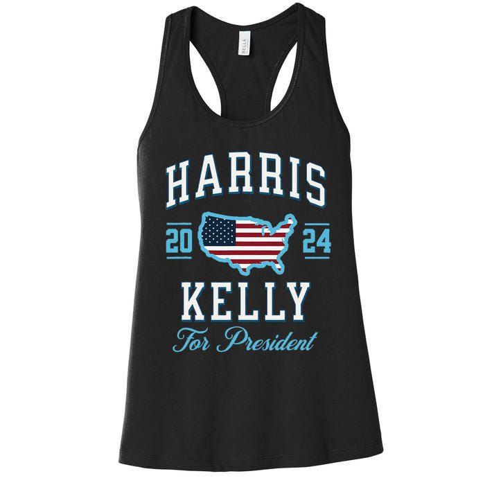 Harris Kelly 2024 Usa Flag Presidential Election Vintage Women's Racerback Tank