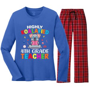 Highly Koalafied 4Th Grade Teacher Funny Gift Women's Long Sleeve Flannel Pajama Set 