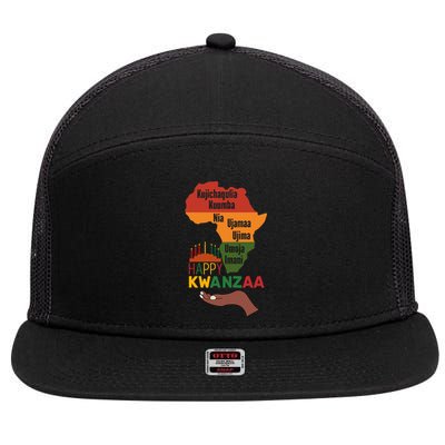 Happy Kwanzaa 7 Principles Of Kwanzaa 7 Panel Mesh Trucker Snapback Hat