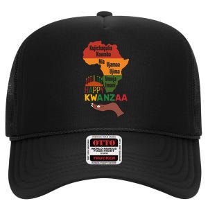 Happy Kwanzaa 7 Principles Of Kwanzaa High Crown Mesh Back Trucker Hat