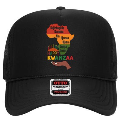 Happy Kwanzaa 7 Principles Of Kwanzaa High Crown Mesh Back Trucker Hat