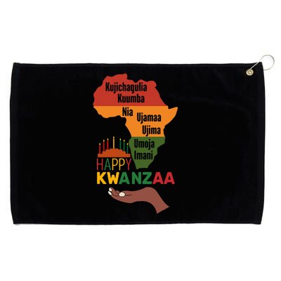 Happy Kwanzaa 7 Principles Of Kwanzaa Grommeted Golf Towel