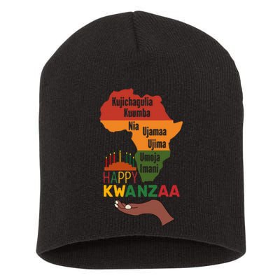 Happy Kwanzaa 7 Principles Of Kwanzaa Short Acrylic Beanie