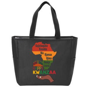 Happy Kwanzaa 7 Principles Of Kwanzaa Zip Tote Bag