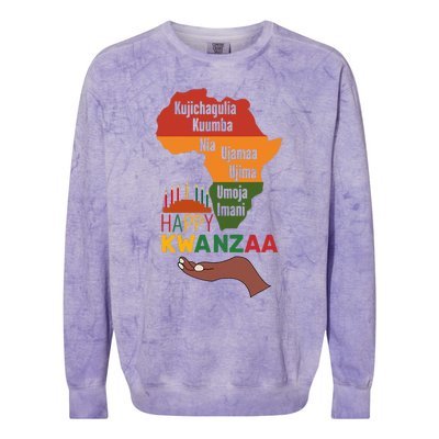 Happy Kwanzaa  7 Principles Of Kwanzaa  Colorblast Crewneck Sweatshirt