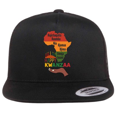 Happy Kwanzaa  7 Principles Of Kwanzaa  Flat Bill Trucker Hat