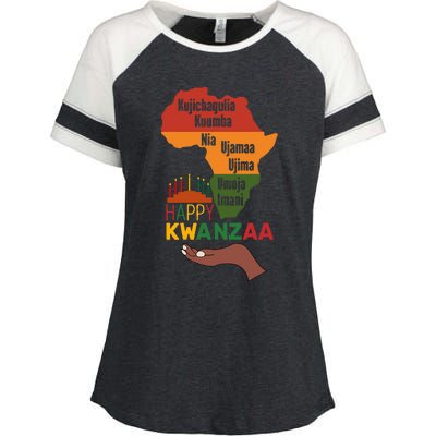 Happy Kwanzaa  7 Principles Of Kwanzaa  Enza Ladies Jersey Colorblock Tee