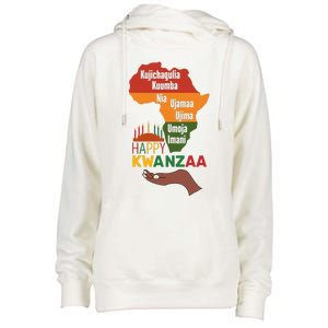 Happy Kwanzaa  7 Principles Of Kwanzaa  Womens Funnel Neck Pullover Hood