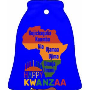 Happy Kwanzaa  7 Principles Of Kwanzaa  Ceramic Bell Ornament