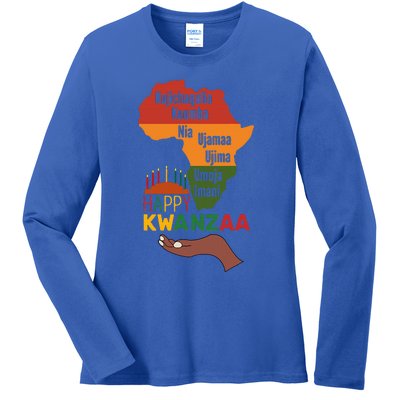 Happy Kwanzaa  7 Principles Of Kwanzaa  Ladies Long Sleeve Shirt