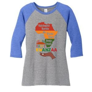 Happy Kwanzaa  7 Principles Of Kwanzaa  Women's Tri-Blend 3/4-Sleeve Raglan Shirt