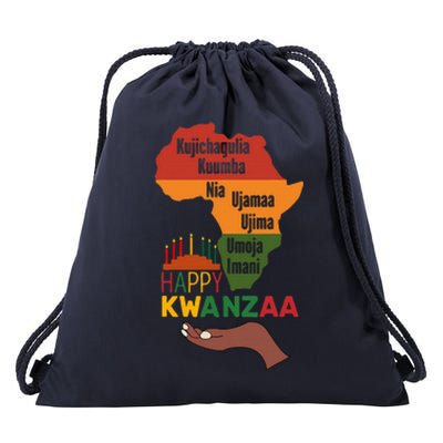 Happy Kwanzaa  7 Principles Of Kwanzaa  Drawstring Bag