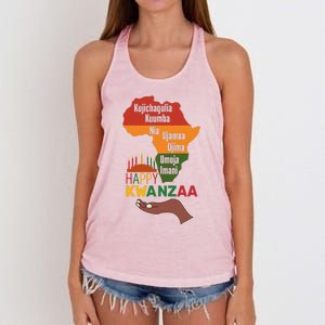 Happy Kwanzaa  7 Principles Of Kwanzaa  Women's Knotted Racerback Tank