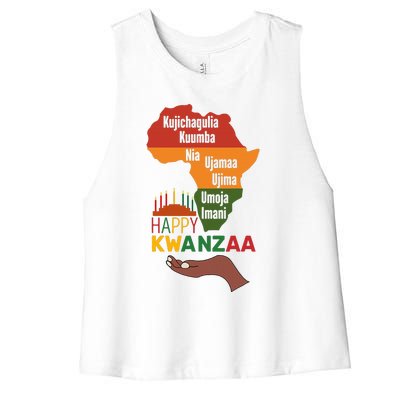 Happy Kwanzaa  7 Principles Of Kwanzaa  Women's Racerback Cropped Tank