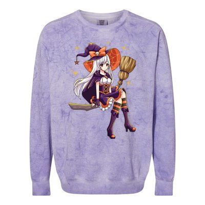 Halloween Kawaii Anime Manga Witch Wo Girl Colorblast Crewneck Sweatshirt