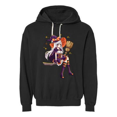 Halloween Kawaii Anime Manga Witch Wo Girl Garment-Dyed Fleece Hoodie