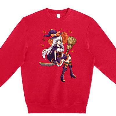 Halloween Kawaii Anime Manga Witch Wo Girl Premium Crewneck Sweatshirt