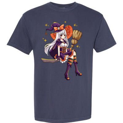 Halloween Kawaii Anime Manga Witch Wo Girl Garment-Dyed Heavyweight T-Shirt