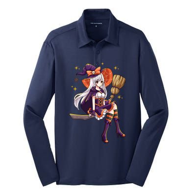 Halloween Kawaii Anime Manga Witch Wo Girl Silk Touch Performance Long Sleeve Polo