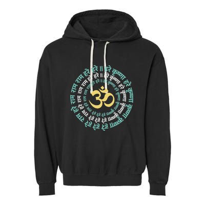 Hare Krishna Aum Om Mantra Symbol Chanting Hinduism Garment-Dyed Fleece Hoodie