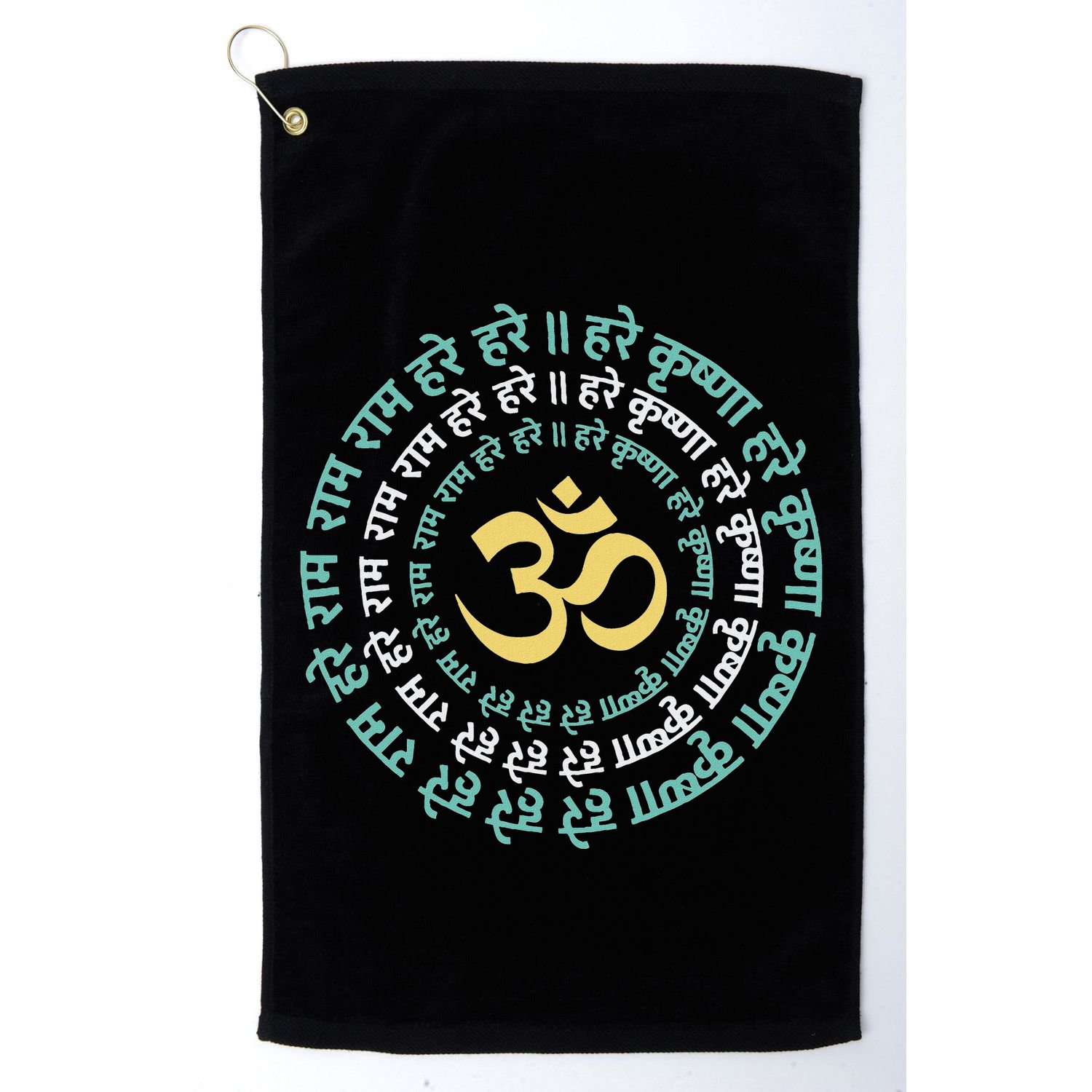 Hare Krishna Aum Om Mantra Symbol Chanting Hinduism Golf Towel