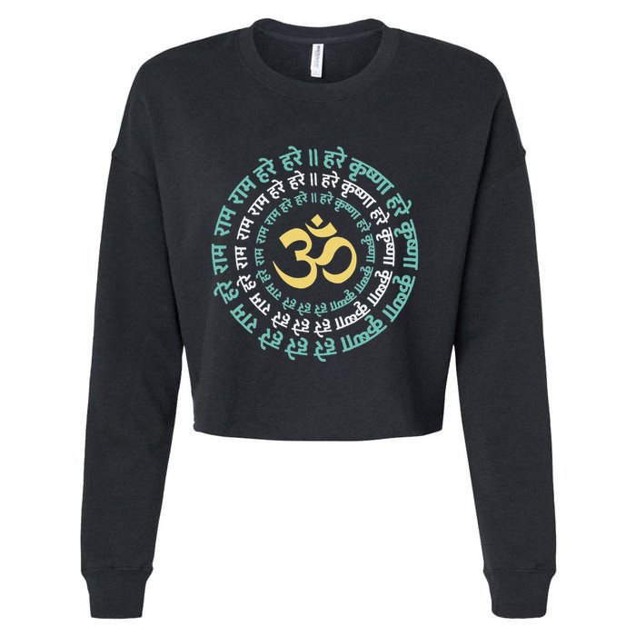 Hare Krishna Aum Om Mantra Symbol Chanting Hinduism Cropped Pullover Crew
