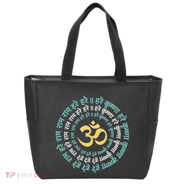 Hare Krishna Aum Om Mantra Symbol Chanting Hinduism Zip Tote Bag