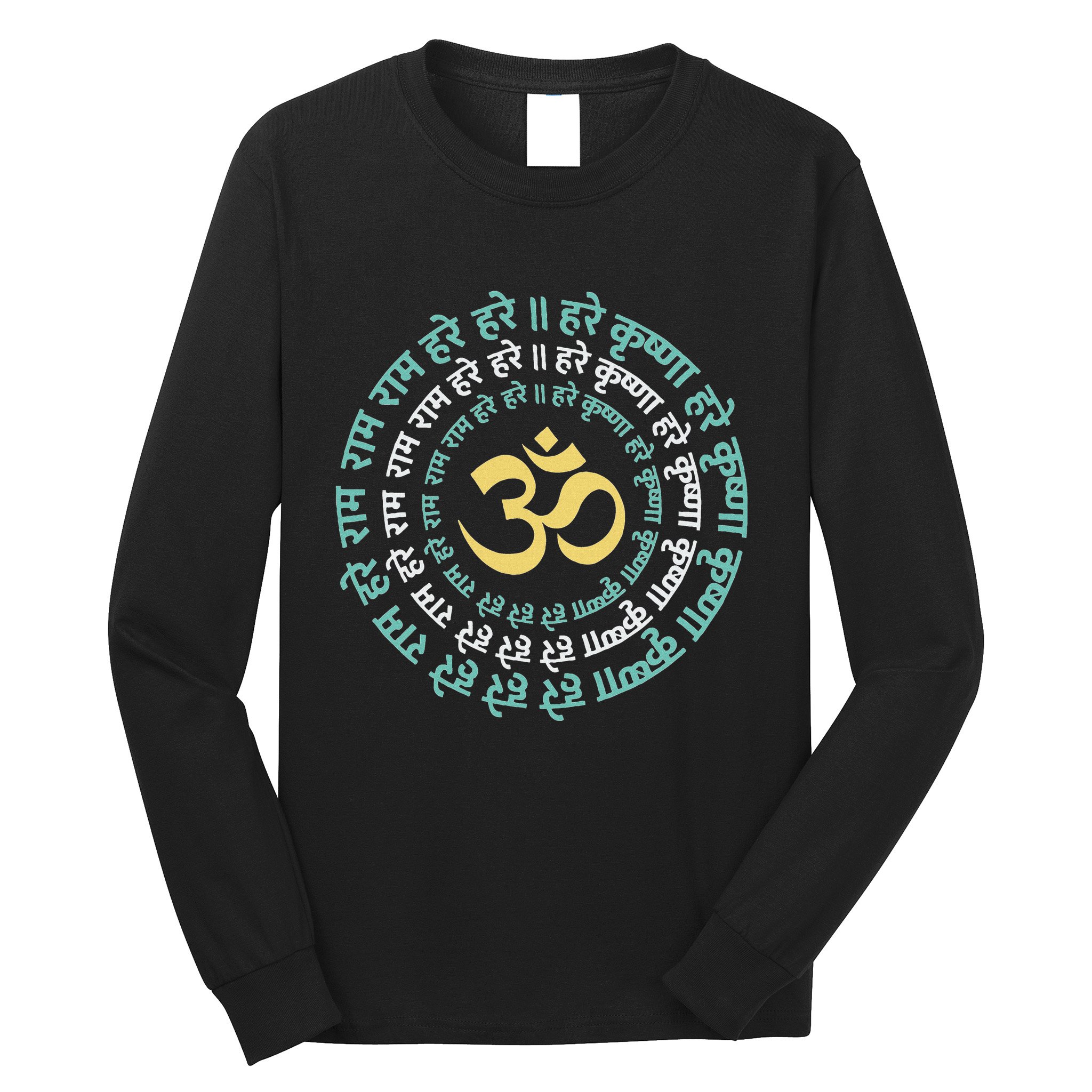 Hare Krishna Aum Om Mantra Symbol Chanting Hinduism Long Sleeve Shirt