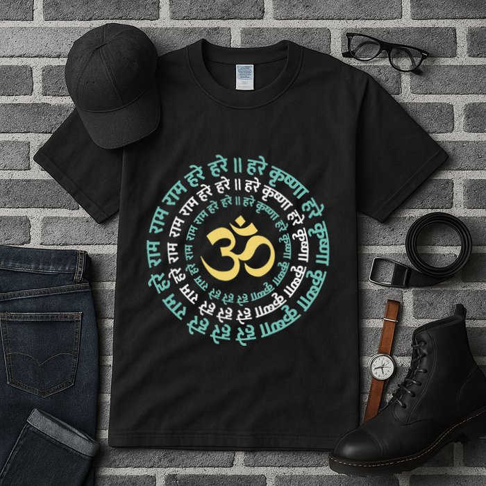 Hare Krishna Aum Om Mantra Symbol Chanting Hinduism Tall T-Shirt