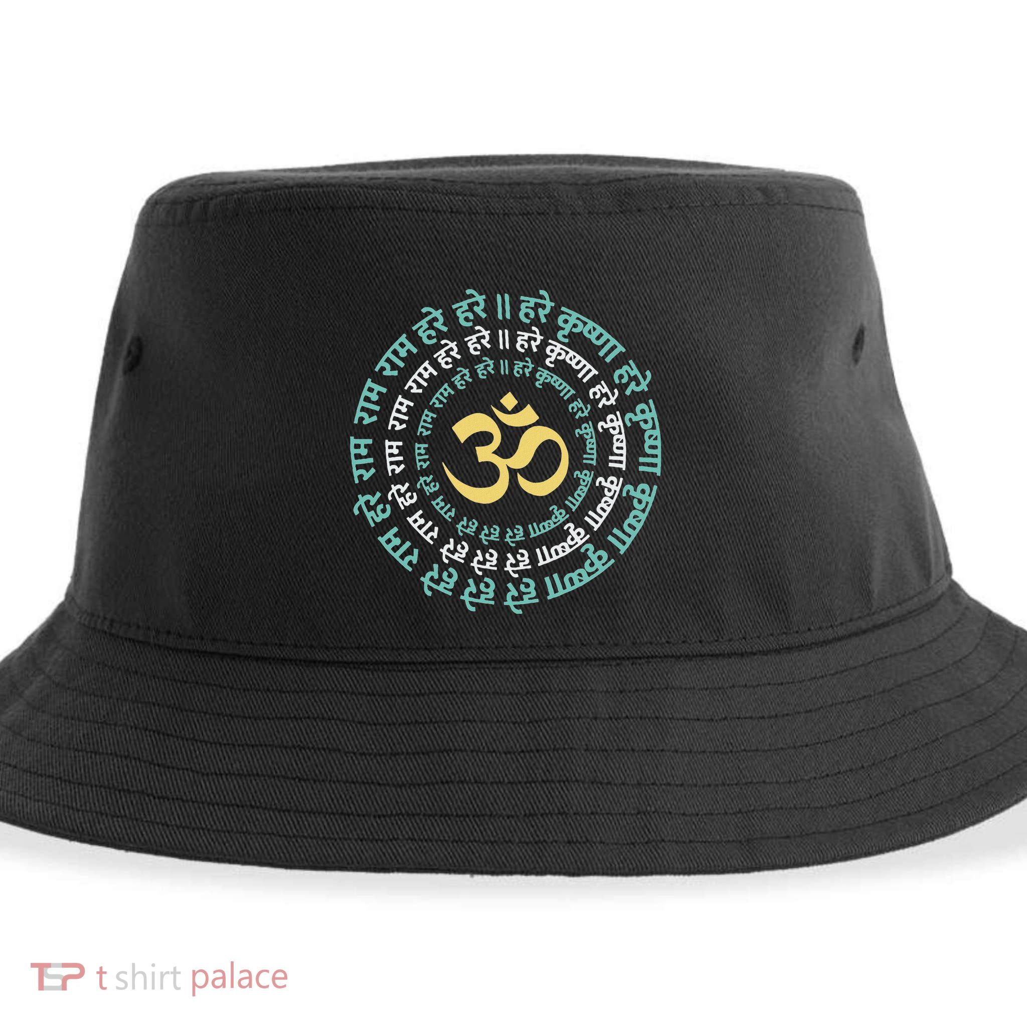 Hare Krishna Aum Om Mantra Symbol Chanting Hinduism Sustainable Bucket Hat