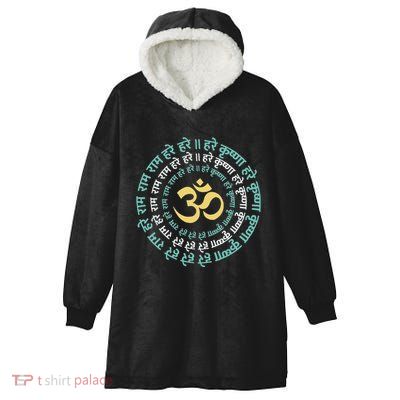 Hare Krishna Aum Om Mantra Symbol Chanting Hinduism Hooded Wearable Blanket