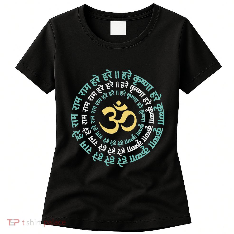 Hare Krishna Aum Om Mantra Symbol Chanting Hinduism Womens T-Shirt