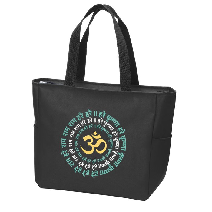 Hare Krishna Aum Om Mantra Symbol Chanting Hinduism Zip Tote Bag