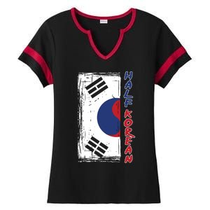 Half Korean American Graphic Funny South Korean Flag Ladies Halftime Notch Neck Tee