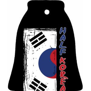 Half Korean American Graphic Funny South Korean Flag Ceramic Bell Ornament