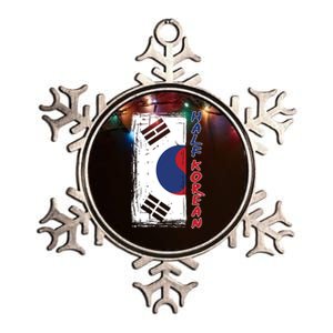 Half Korean American Graphic Funny South Korean Flag Metallic Star Ornament