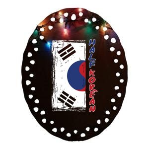 Half Korean American Graphic Funny South Korean Flag Ceramic Oval Ornament