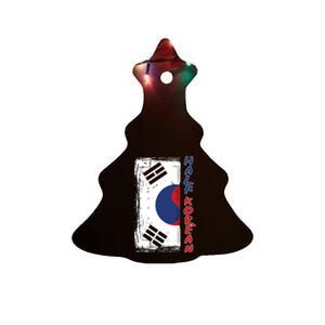 Half Korean American Graphic Funny South Korean Flag Ceramic Tree Ornament