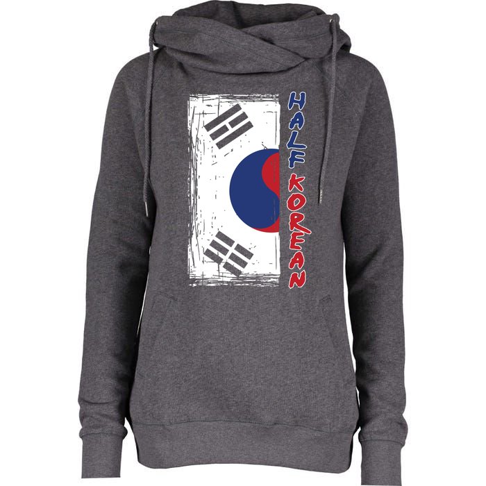 Half Korean American Graphic Funny South Korean Flag Womens Funnel Neck Pullover Hood