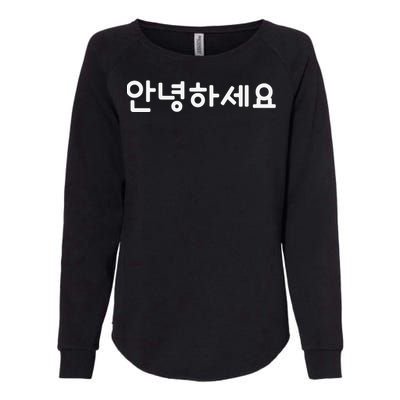 HELLO Korean Annyeonghaseyo Word Womens California Wash Sweatshirt