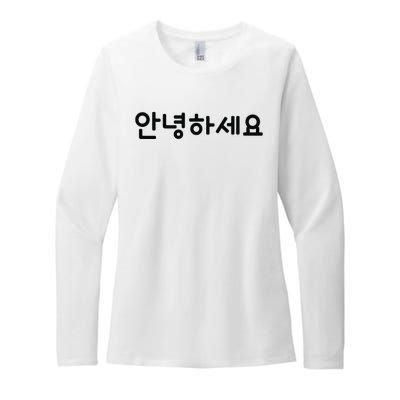 HELLO Korean Annyeonghaseyo Word Womens CVC Long Sleeve Shirt