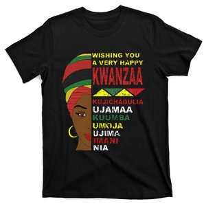 Happy Kwanzaa African Black Woman 7 Principles T-Shirt