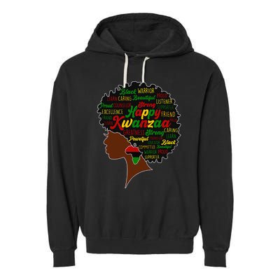 Happy Kwanzaa African Pride Black Woman Seven Principles Garment-Dyed Fleece Hoodie