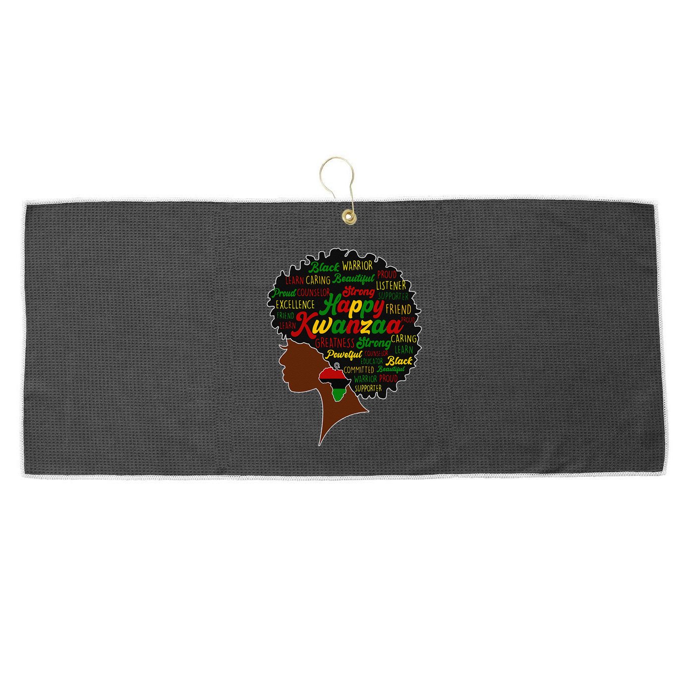 Happy Kwanzaa African Pride Black Woman Seven Principles Large Microfiber Waffle Golf Towel