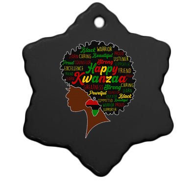 Happy Kwanzaa African Pride Black Woman Seven Principles Ceramic Star Ornament