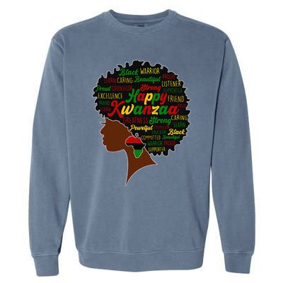 Happy Kwanzaa African Pride Black Woman Seven Principles Garment-Dyed Sweatshirt