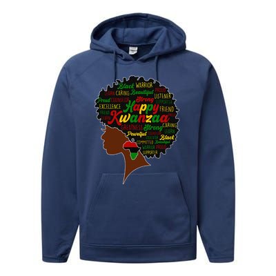 Happy Kwanzaa African Pride Black Woman Seven Principles Performance Fleece Hoodie