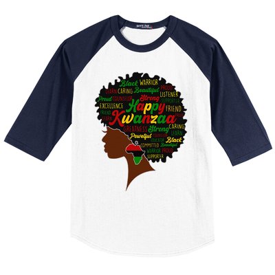 Happy Kwanzaa African Pride Black Woman Seven Principles Baseball Sleeve Shirt